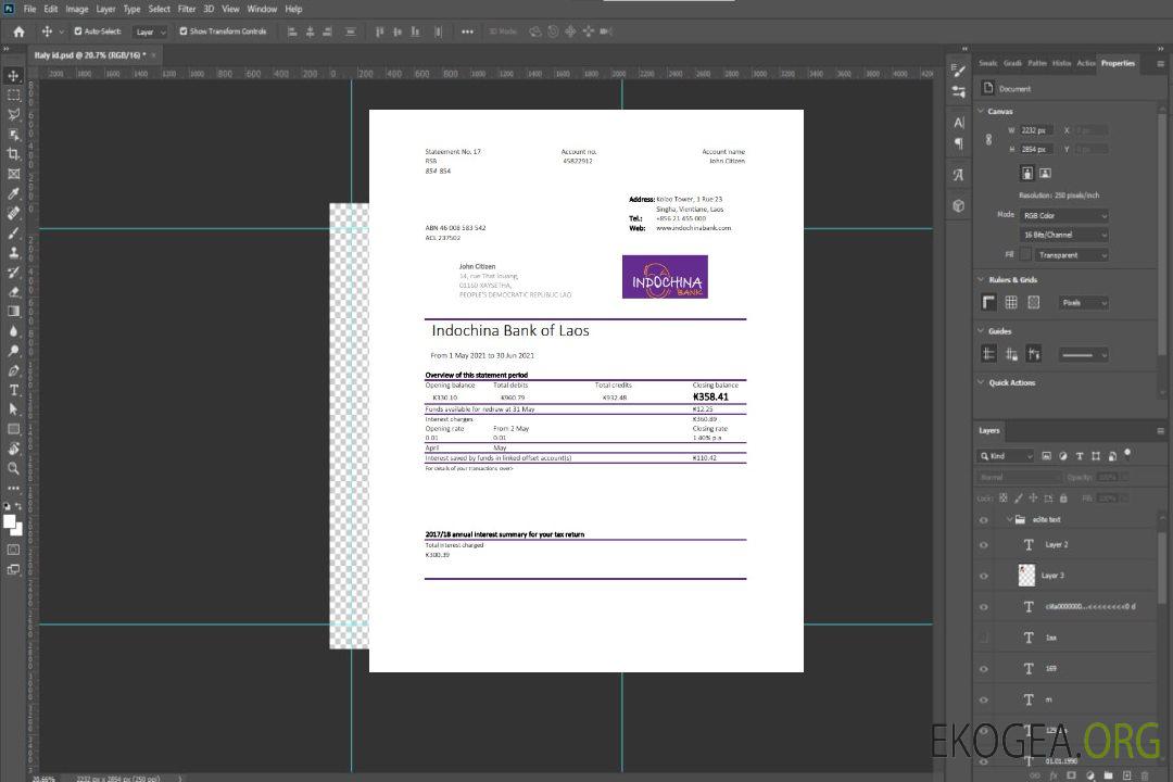 Modèle de relevé bancaire Laos Indochine facile à remplir au format Excel et PDF template